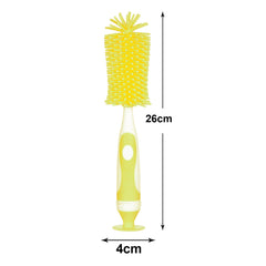 Kuber Industries Bottle Brush | Long Handle Bottle Brush | Silicone Bottle Cleaner Brush Set | Baby Feeding Bottle Cleaning Brush | Nipple Cleaner with Suction Base | Yellow