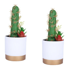 Kuber Industries Artificial Plants for Home Décor|Natural Looking Indoor Fake Plants with Pot|Artificial Flowers for Decoration-Pack of 3 (Green)