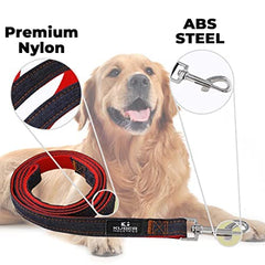 Kuber Industries Dog Collar Belt & Harness With Adjustable Leash|Premium Demin Fabric|Metal Hooks|PDMGL-013-08|Blue