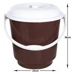 Heart Home Unbreakable Virgin Plastic Bucket with Lid For Home/Kitchen/Office, 18Ltr.- Pack of 2 (Brown)-47HH01168