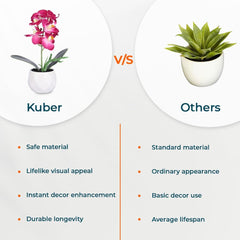 Kuber Industries Artificial Plants for Home Décor|Natural Looking Indoor Fake Plants with Pot|Artificial Flowers for Decoration-Pack of 2(Pink)