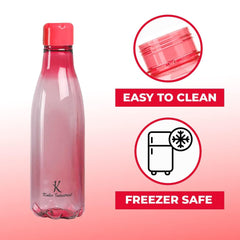 Kuber Industries BPA Free Plastic Water Bottles | Unbreakable, Leak Proof, 100% Food Grade Plastic | for Kids & Adults | Refrigerator Plastic Bottle Set of 4|Pink (Pack of 6)