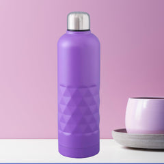 Kuber Industries Pack of 5 Vacuum Insulated Water Bottle | Stainless Steel Sipper Bottle with Handle | Hot & Cold Water Bottle | Leakproof, BPA Free, Rustproof | 750 ML | Purple