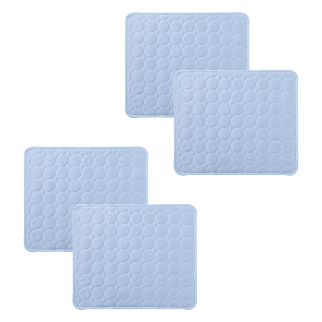 Kuber Industries Rectangular Dog & Cat Bed|Premium Cool Ice Silk Polyester With Bottom Mesh|MultiUtility Self-Cooling Pad For Dog & Cat|Light-weight & Durable Dog Bed|ZQCJ001LB-M|Light Blue(Pack Of 4)
