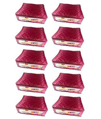 Kuber Industries 10 Piece Rexine Wardrobe Organiser, Maroon (KI3654),Standard