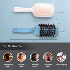 Kuber Industries Hair Brush | Bristles Brush | Hair Brush with Paddle | Sharp Hair Brush for Woman | Suitable For All Hair Types | TGX525..-XH45BLE |Pack of 6| Ice Blue & Blue