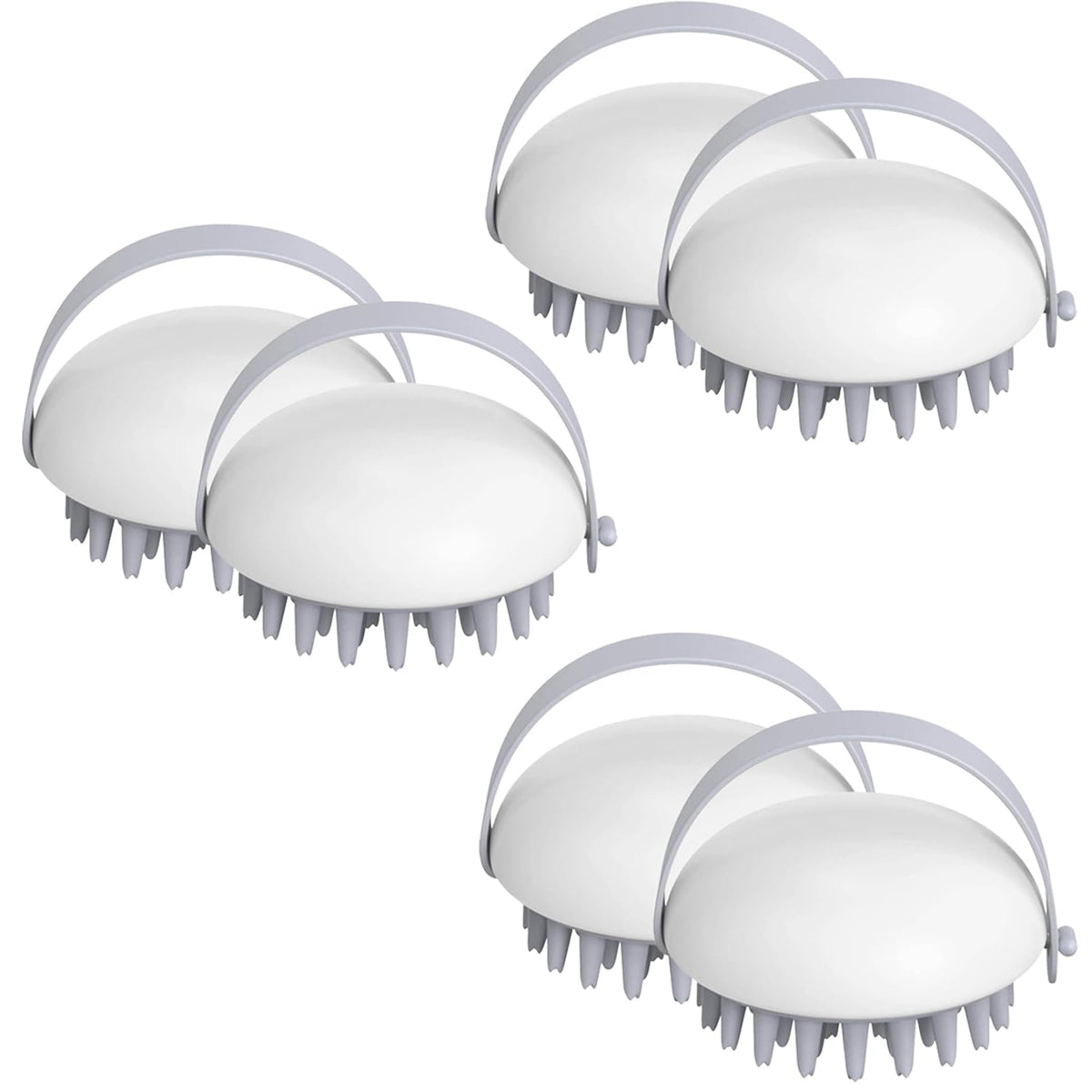 Homestic Pack of 6 Hair Massager Brush | Soft Silicone Bristles | Shampoo Brush for Hair Washing | Scalp Massager | Massager Brush For Dandruff | XJWTEU | White