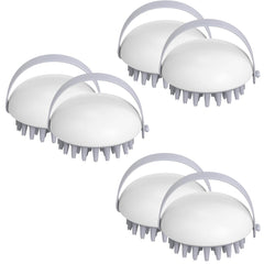 Homestic Pack of 6 Hair Massager Brush | Soft Silicone Bristles | Shampoo Brush for Hair Washing | Scalp Massager | Massager Brush For Dandruff | XJWTEU | White