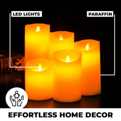 Kuber Industries Pack of 4 LED Candles for Home Decoration|Battey Operated|Flameless Yellow Light|Diwali Lights for Home Decoration,Along with Other Festivities & Parties|Set of 5|B0-005G|Gray