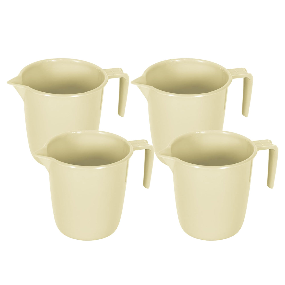 Kuber Industries Bathroom Mug | Plastic Bath Mug for Bathroom | Bath Mug | Mug for Bathroom | Mug for Toilet | Washroom Jug | 111 Bath Mug | 1 LTR | Pack of 4 | Beige