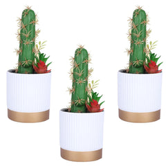 Kuber Industries Artificial Plants for Home D?cor|Natural Looking Indoor Fake Plants with Pot|Artificial Flowers for Decoration-Pack of 4 (Green)