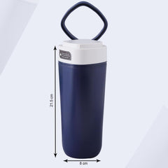 Heart Home Anti-Fall Insulated Coffee Tumbler with Suction Bottom | Leak-proof Stainless Steel Tumbler | Coffee Tumbler with Lid and Handle | 480 ML | Dark Blue