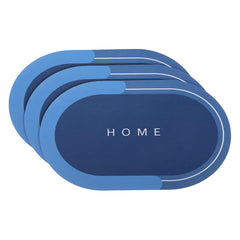 Kuber Industries Bath Mat | PVC Bathroom Mat | Shower Bath Mat | Floor Tub Mat | Diatom Mud Oval Mat | Anti-Skid Shower Bathroom Mat | CF-220801B |Pack of 3| Blue