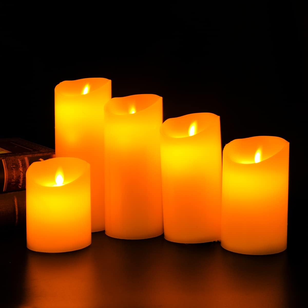 Kuber Industries Pack of 5 LED Candles for Home Decoration|Battey Operated|Flameless Yellow Light|Diwali Lights for Home Decoration,Along with Other Festivities & Parties|Set of 5|B0-005G|Gray