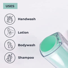 Urbane Home Manual Shampoo & Soap Dispenser | Wall Mounted | Soap Dispenser for Kitchen & Bathroom | Refillable, Lightweight & Durable | Easy to Clean | Green Color