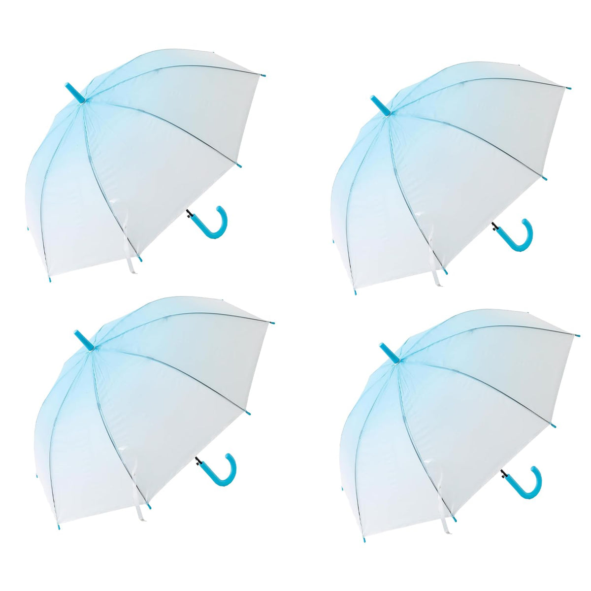 Kuber Industries Transparent Umbrella For Men & Women|Automatic Umbrella For Rain-Pack of 4 (Blue)