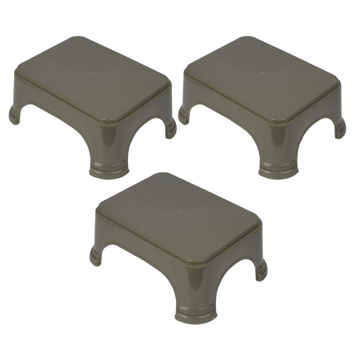 Heart Home Bathroom Stool | Bathroom Plain Square Stool | Plastic Stool For Bathroom | Stool for Kitchen | Bathroom Patla | Support Stool for Bathroom | P6 | Pack of 3 | Gray