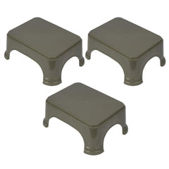 Heart Home Bathroom Stool | Bathroom Plain Square Stool | Plastic Stool For Bathroom | Stool for Kitchen | Bathroom Patla | Support Stool for Bathroom | P6 | Pack of 3 | Gray