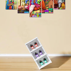 Kuber Industries 3 Layer Shoe Box for Storage|Multi-Purpose Plastic Shoe Rack|Installation Free Shoe Organizer|Pack of 10|White