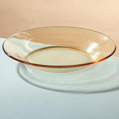 Heart Home Borosilicate Glass Dinner Set of 4 Plates | Home Crockery for Dining | Microwave Dishwasher Safe | Dinner Plates for Festive Occasions/Parties | Transparent| Yellow