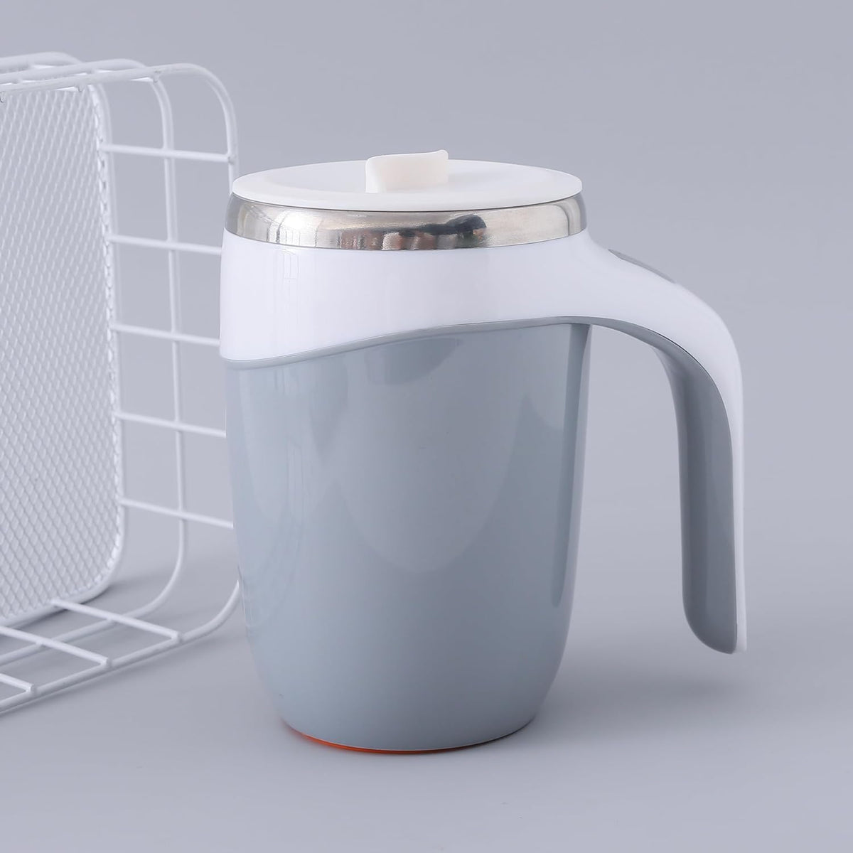 Kuber Industries Anti-Fall Insulated Coffee Tumbler |Suction Bottom | Leak-Proof Stainless Steel Mug|with Lid and Handle | 500 ML | Gray