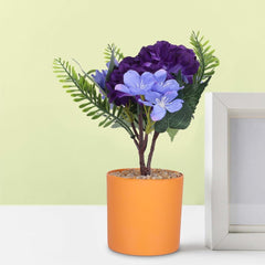 Kuber Industries Artificial Plants for Home D?cor|Natural Looking Indoor Fake Plants with Pot|Artificial Flowers for Decoration-Pack of 2 (Purple)