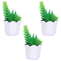 Kuber Industries Artificial Plants for Home D?cor|Natural Looking Indoor Fake Plants with Pot|Artificial Flowers for Decoration-Pack of 3 (Green)