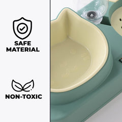 Kuber Industries Animal Feeding Plastic 2 in 1 Pet Bowls | Cat & Dog Bowl | Small/Medium Size Pet Feeding Bowl | Non-Toxic & 100% Safe for Pets (Pack of 2) | Light Green