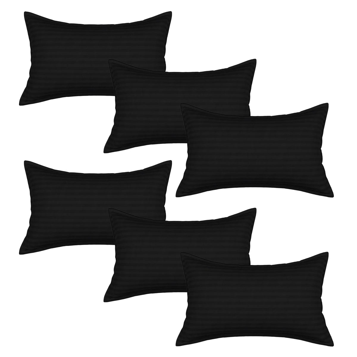 Heart Home Pillow Cover | Cotton Pillow Cover | Striped Pattern Pillow Cover | Soft Pillow Cover for Home | Pillow Cover for Bedroom | Set of 6 | Black