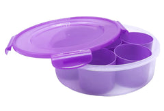 Heart Home Plastic Masala Box with 7 Containers & Tranasparent Lock Lid (Purple)-HS43HEARTH25873