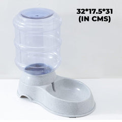 Kuber Industries Dog Food Bowl|Drinking Fountain Cat & Dog Bowl|Reusable,Durable|Bowl with Refillable Water Bottle|Stylish Dog Accessories for Indoor & Outdoor Use|LS147GR|3500ML|Grey (Pack of 2)