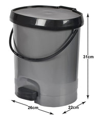 Kuber Industries Multiuses Plastic Pedal Dustbin, Waste Bin, Trash Can With Detachable Bucket, 10 Litre- Pack of 2 (Grey & Brown)-47KM0735