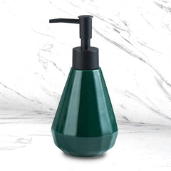 Kuber Industries Liquid Soap Dispenser | Stoneware | Bathroom Sanitizer, Shampoo Dispenser | Ceramic Handwash Bottle for Kitchen | Soap Dispenser for Wash Basin | Bathroom Accessories | 250 ml (Green)