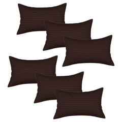 Heart Home Pillow Cover | Cotton Pillow Cover | Striped Pattern Pillow Cover | Soft Pillow Cover for Home | Pillow Cover for Bedroom | Set of 6 | Brown