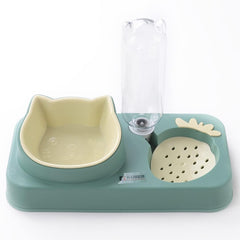 Kuber Industries Animal Feeding Plastic 2 in 1 Pet Bowls | Cat & Dog Bowl | Small/Medium Size Pet Feeding Bowl | Non-Toxic & 100% Safe for Pets (Pack of 2) | Light Green