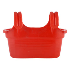 Heart Home Hanging Flower Pot|Double Hook Plant Container|Durable Plastic Glossy Finish Pots for Home|Balcony|Garden|12 Inch|Pack of 5 (Red)