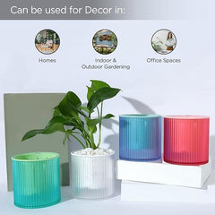 Urbane Home Flower Pot | Flower Planter Pots for Indoor | Flower Pots for Outdoor | Pot for Garden & Balcony Flowering | Self Watering Flower Pot | P48-2..| Pack of 4 | Multi