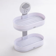 Kuber Industries Pack of 3 Soap Holder | 2-Tier Bathroom Soap Tray | Soap Holder for Kitchen Sink | Wash Basin Soap Holder | Hanging Sink Organizer Plate | Self Adheshive Soap Holder | 9658WH | White