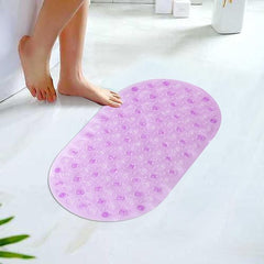 Kuber Industries Bath Mat | PVC Bathroom Mat | Shower Bath Mat | Floor Tub Mat | Bathroom Oval Mud Mat | Anti-Skid Shower Bathroom Mat |Pack of 4| Q-01B | Purple