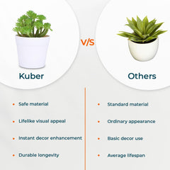 Kuber Industries Artificial Plants for Home Décor|Natural Looking Indoor Fake Plants with Pot|Artificial Flowers for Decoration-Pack of 3 (Green)