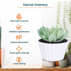 Kuber Industries Artificial Plants for Home D�cor|Natural Looking Indoor Fake Plants with Pot|Artificial Flowers for Decoration-Pack of 2 (Green)