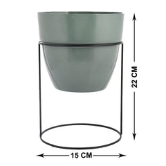 Kuber Industries Metal Planter|Decorative Modern Indoor Desk Pot|Iron Table Stand Flower Planter Pot for Home D cor,8.5 Inches,Pack of 2 (Green & Terracotta)