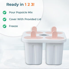 Kuber Industries Set of 4 Popsicle Mould|Reusable Ice Tray For Kulfi, Candy|Pack of 2| White
