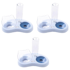 Kuber Industries Animal Feeding Plastic 2 in 1 Pet Bowls | Cat & Dog Bowl | Small/Medium Size Pet Feeding Bowl | Non-Toxic & 100% Safe for Pets (Pack of 3) | Blue