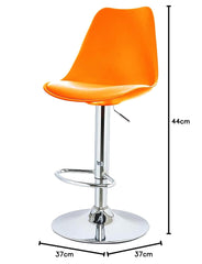 Kuber Industries Revolving Curvy Bar Stool Chair for Kitchen with Footrest & 360 Swivel | 32 inch Height Adjustable High Chair for Breakfast Counter & Cafeteria | High Bar Chair | Orange