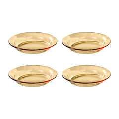 Kuber Industries Borosilicate Glass Dinner Set of 4 Plates | Home Crockery for Dining | Microwave Dishwasher Safe | Dinner Plates for Festive Occasions/Parties | Yellow