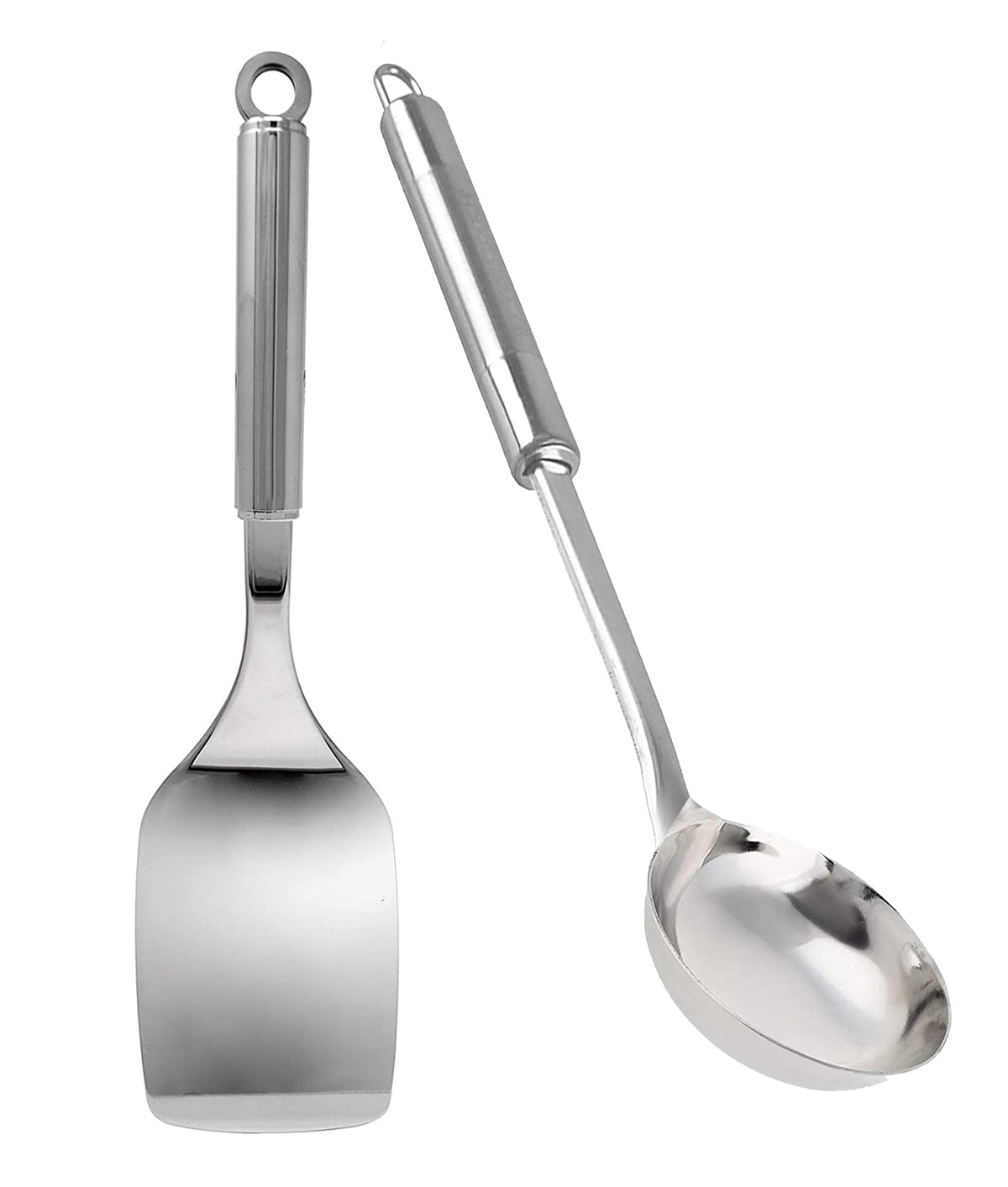Kuber Industries Stainless Steel Kitchen Utensil, Cookware Set, Kitchen Tool- Set of 2 (Spatula & Ladle) (Silver)