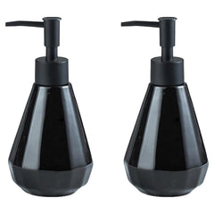 Kuber Industries Liquid Soap Dispenser | Handwash Soap Dispenser | Soap Dispenser for Wash Basin | Shampoo Dispenser Bottle | Bathroom Dispenser Bottle | Pack of 2 | ZX060BK |250 ml | Black