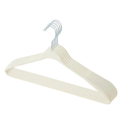 Kuber IndustriesVelvet Cloth Hanger Set of 10 with Chromed Plated Steel Hook (White)