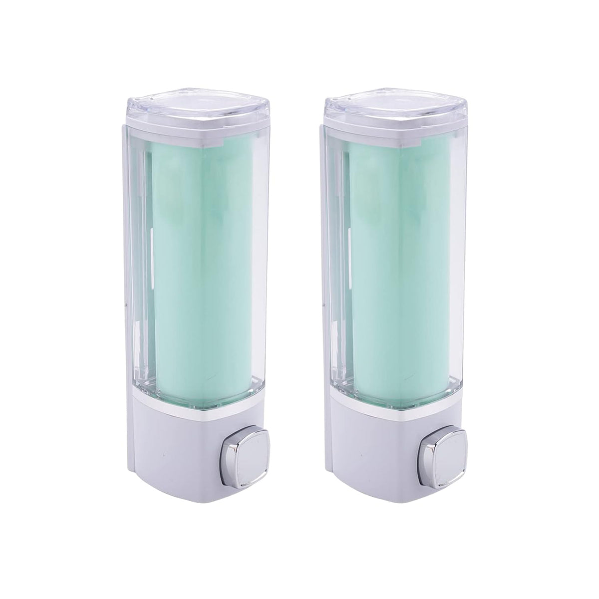 Kuber Industries Manual Shampoo & Soap Dispenser | Wall Mounted | Soap Dispenser for Kitchen & Bathroom | Refillable, Lightweight & Durable | Easy to Clean | Green Color (Pack of 2)